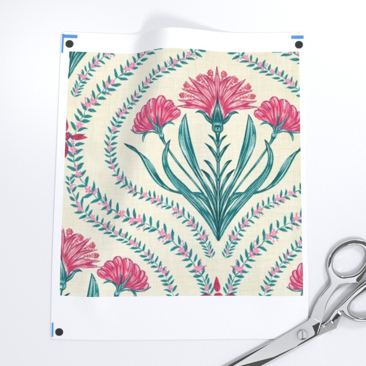 Floral Ogee Indian Chintz Green Pink Xl Large Scale Damask Vibrant Classic Custom Removable Wallpaper by Spoonflower Peel & Stick Wallpaper 2FT Wide